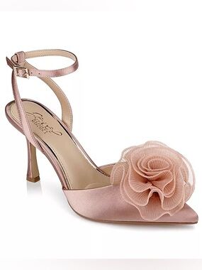 Jewel Badgley Mischka Taylee Satin Ankle Strap Stiletto Heels NIB